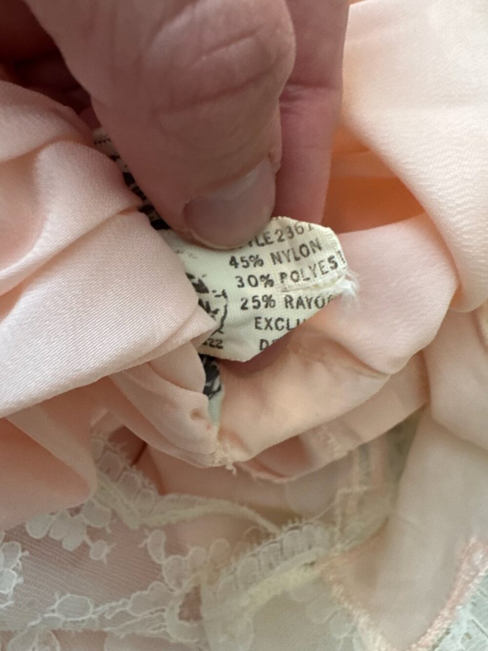 Vintage Christian Dior Pale Pink Chemise Nightgown with Lace Yoke - Picture 6 of 6